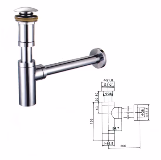 Alife Sanitary 1-1/4 Wash Basin Brass Waste Odour Bottle T Trap for Bath Room