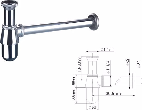 China Factory Contemporary Brass G 1 1/4′ ′ Size Chrome Plated Bathroom Wash Basin Bottle Trap